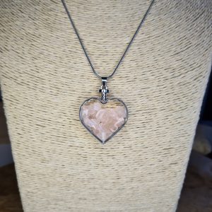 Collier cœur quartz rose